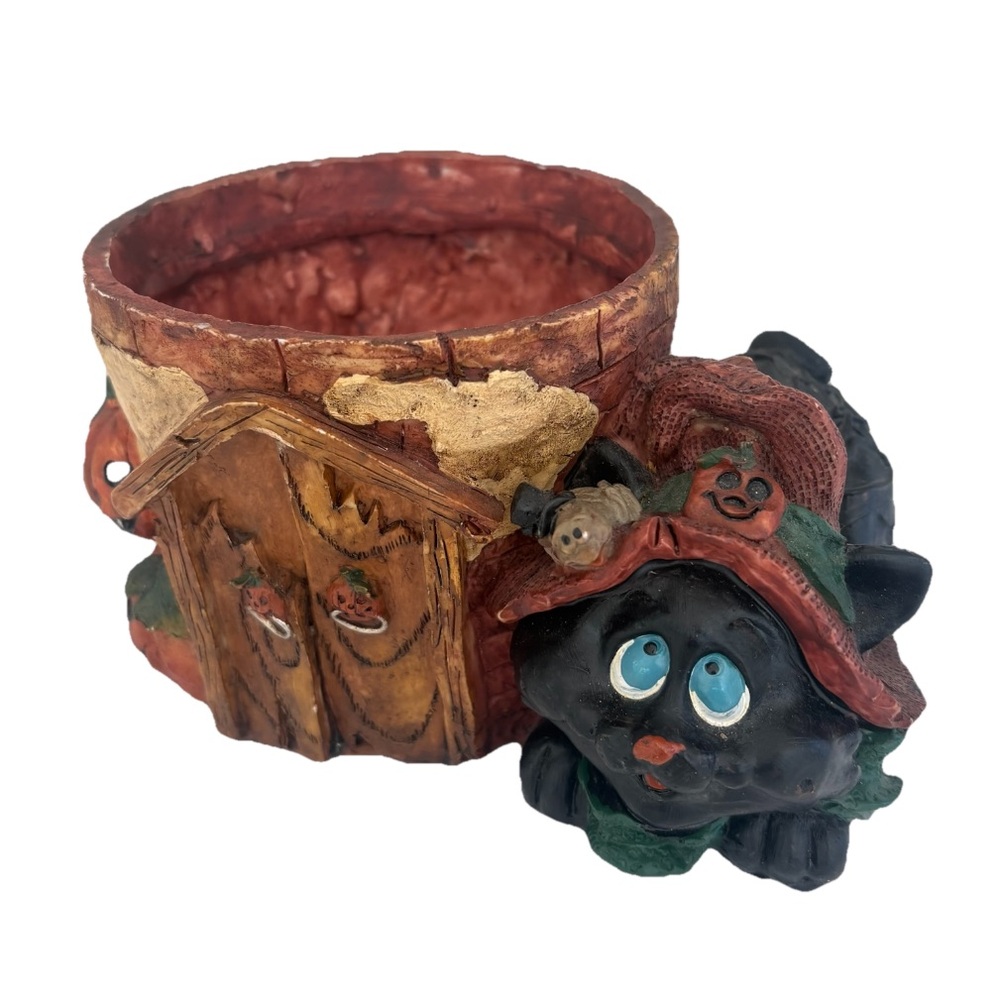 Black Cat Planter Halloween Pumpkins